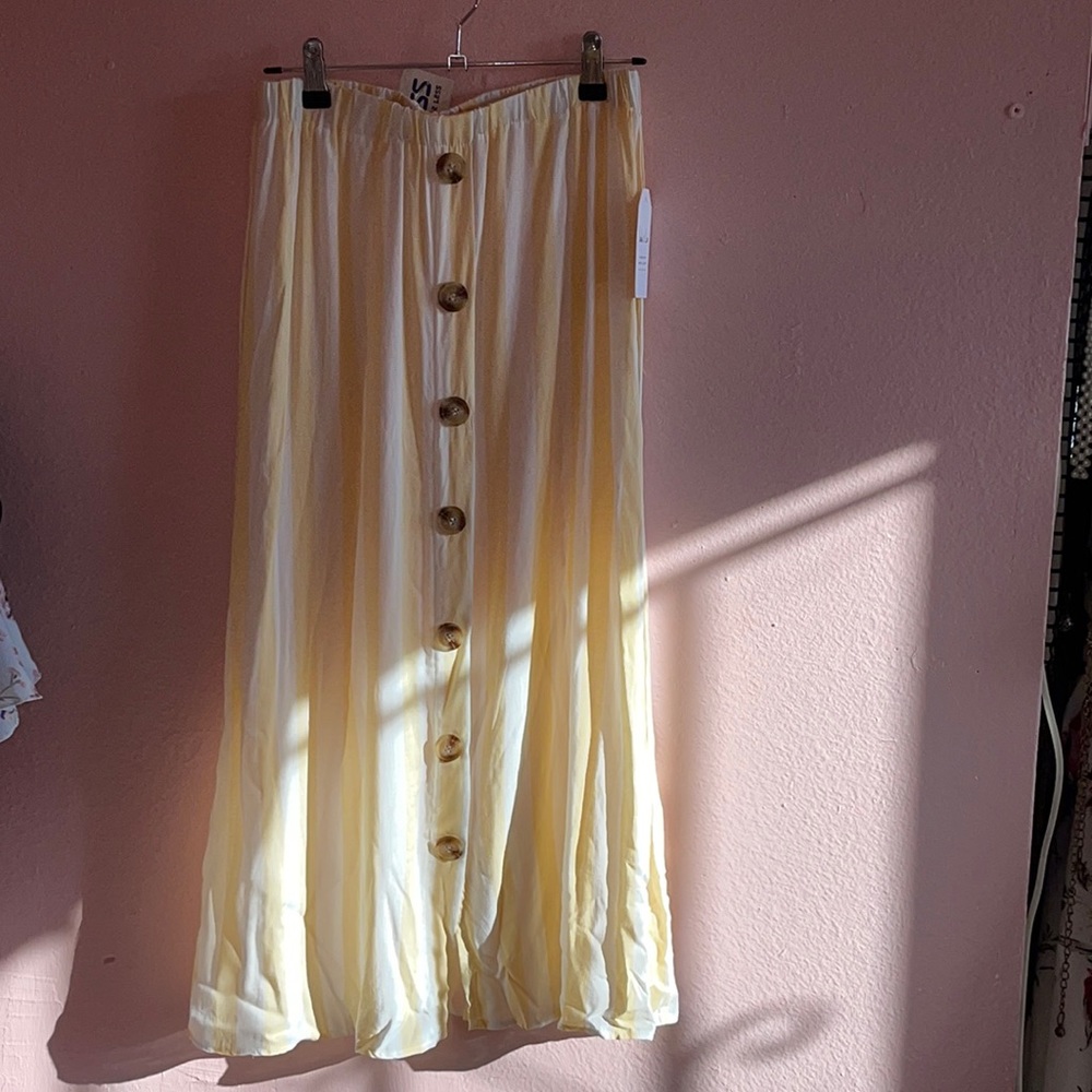 Sadie & love long striped skirt yellow and white